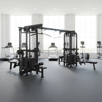 8 Stack Megatron Standard Jungle Gym - 2 Colors - Muscle D Fitness - Black/Silver, Lat Pulldown, Pull-up, Low Row, Single/Double Pulleys