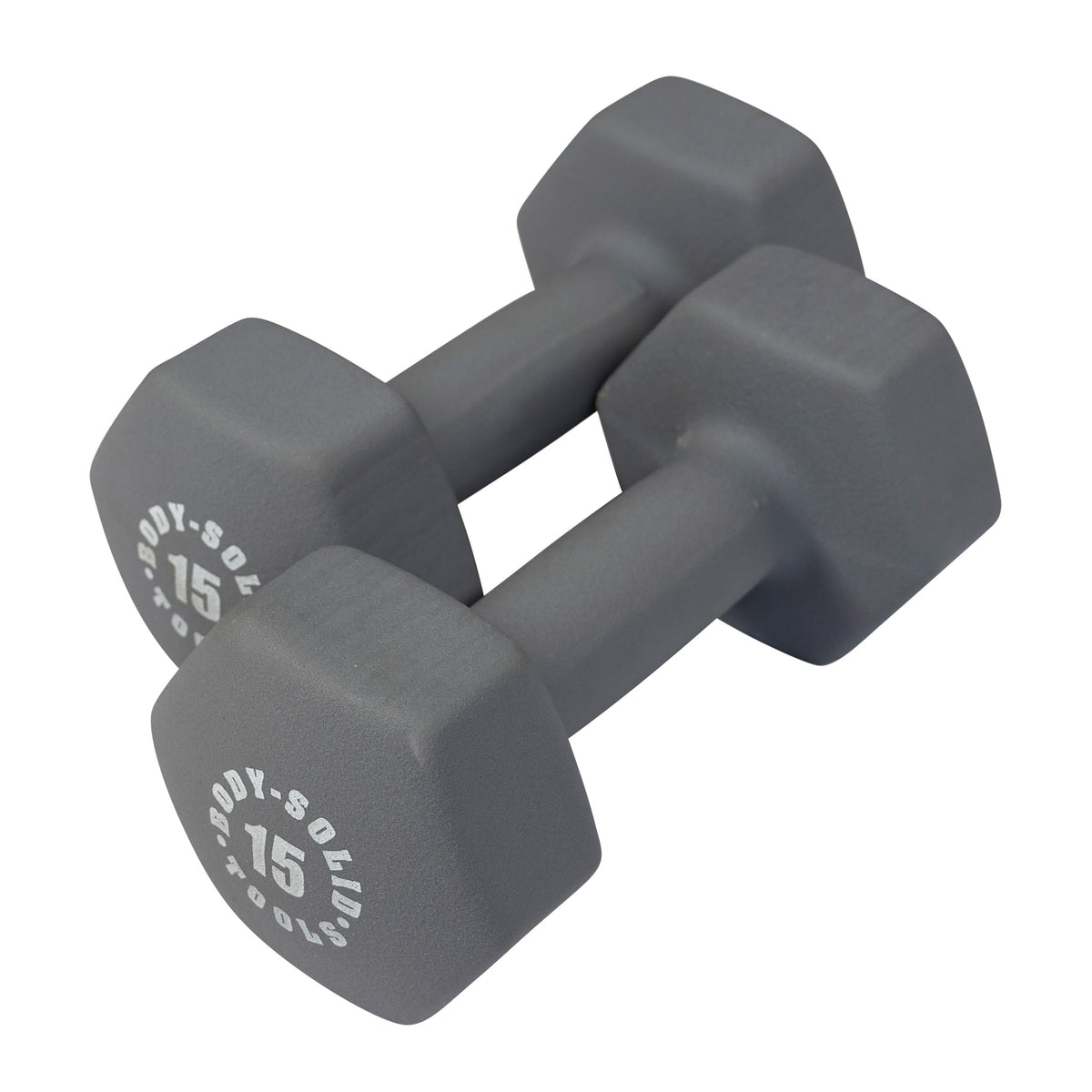 Body-Solid Tools Neoprene Dumbbells (BSTND Series, 1-15 lb, Single or Pair)