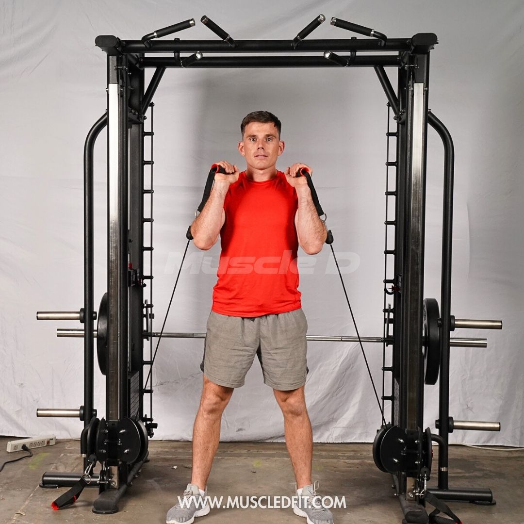 Muscle D Fitness Dual Adjustable Pulley Smith Combo – Full Body Trainer