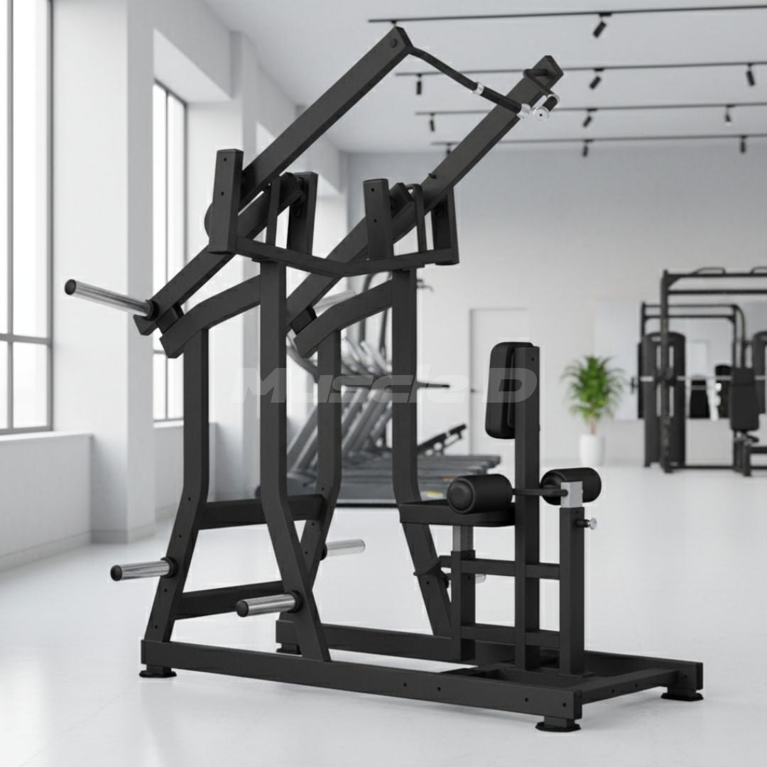 Excel Iso-Lateral Front Lat Pulldown - Muscle D Fitness - Plate Load Lat Machine - Gas Shock Assisted Seat Adjustment