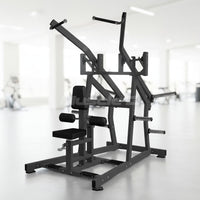 Excel Iso-Lateral Wide Pulldown - Muscle D Fitness - Plate Load Lat Pulldown - Piston Assisted Seat Adjustment - Plate Storage Pegs
