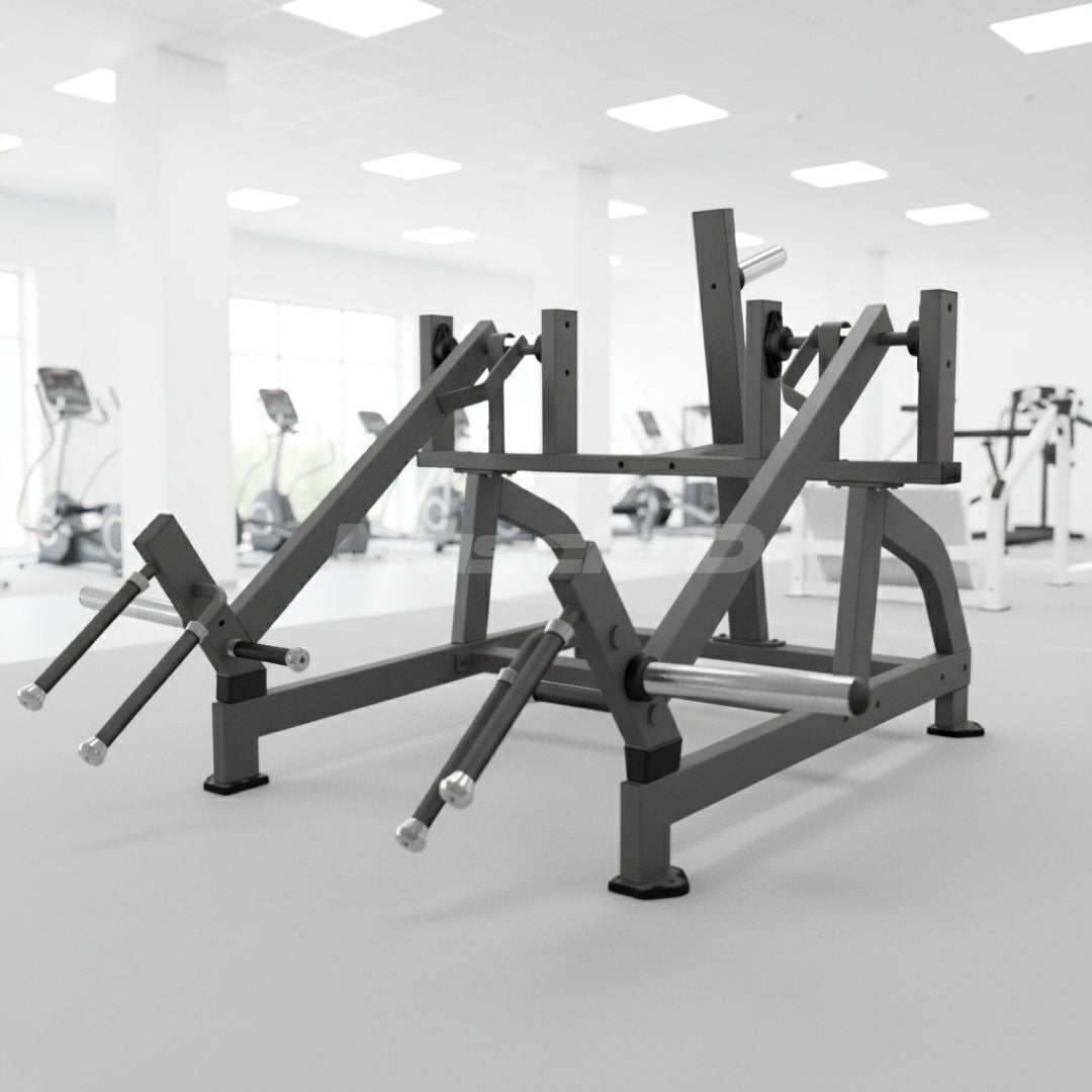Excel Squat High Pull - Muscle D Fitness - Plate Load Shrug - Weight Storage Pegs