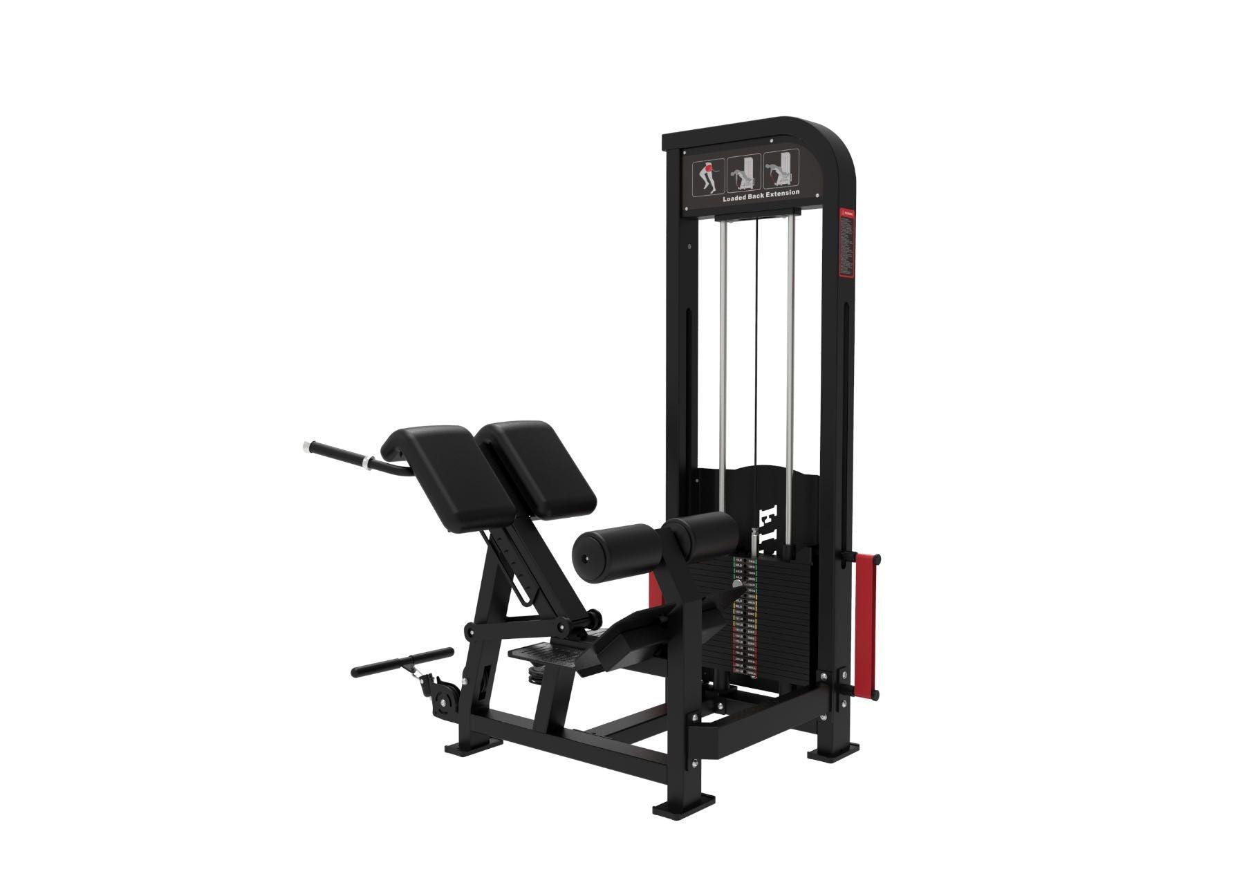 Excel Loaded Back Extension - Muscle D Fitness - Selectorized 45 Degree Hyper Extension - Band Compatable