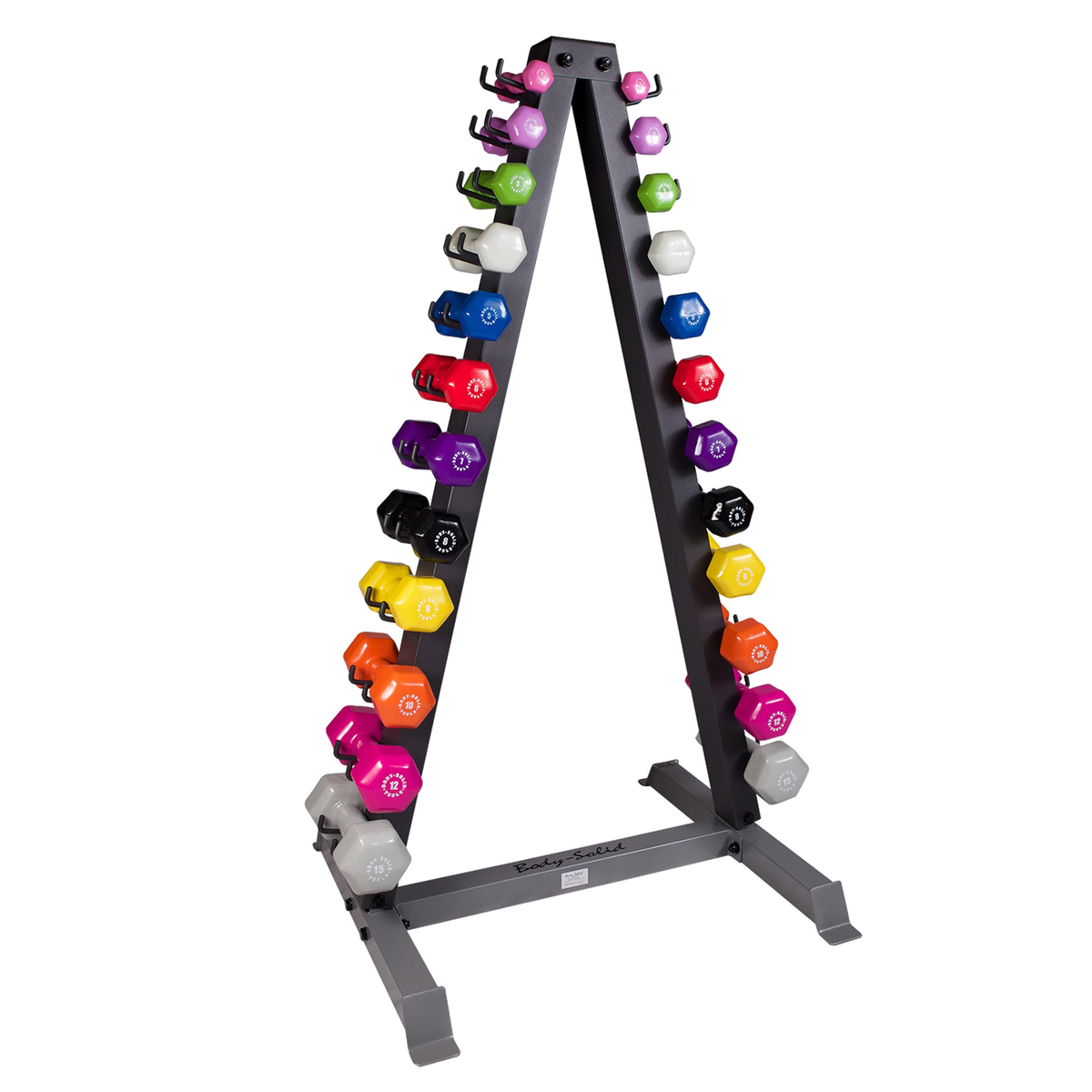 Body-Solid 12 Pair Vinyl Dumbbells With Rack