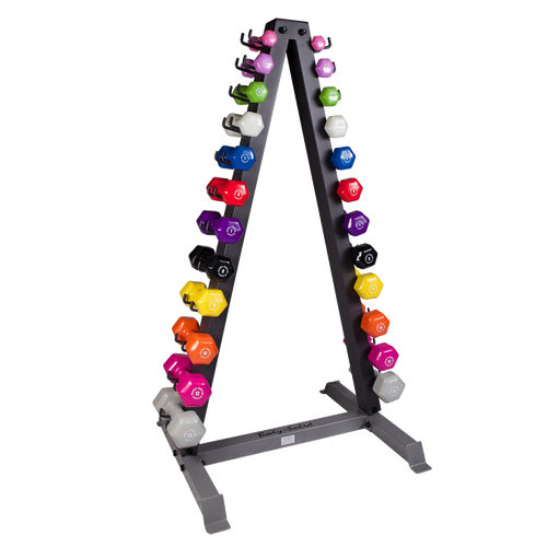 Body-Solid 12 Pair Vinyl Dumbbells With Rack