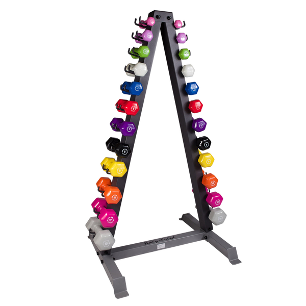 Body-Solid 12 Pair Vinyl Dumbbells With Rack