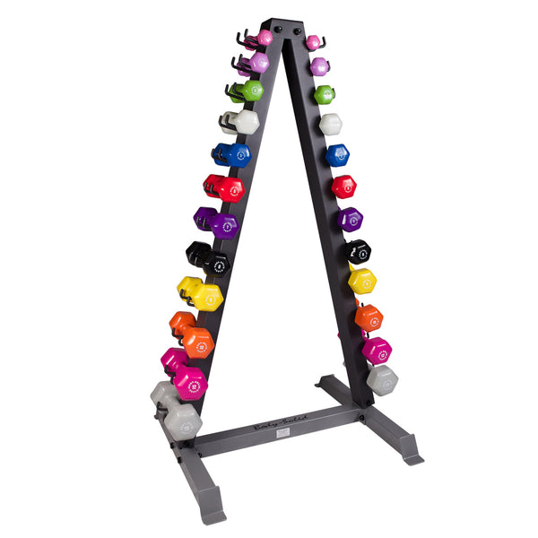 Body-Solid 12 Pair Vinyl Dumbbells With Rack (GDR24-VPACK)