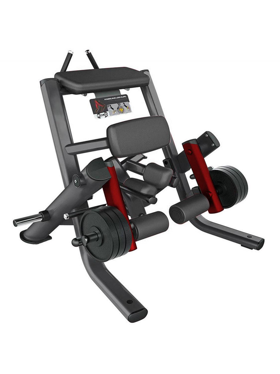 Elite Leverage Kneeling Leg Curl - Muscle D Fitness - Commercial - Plate Loaded - Leg Curl Hamstring Workout