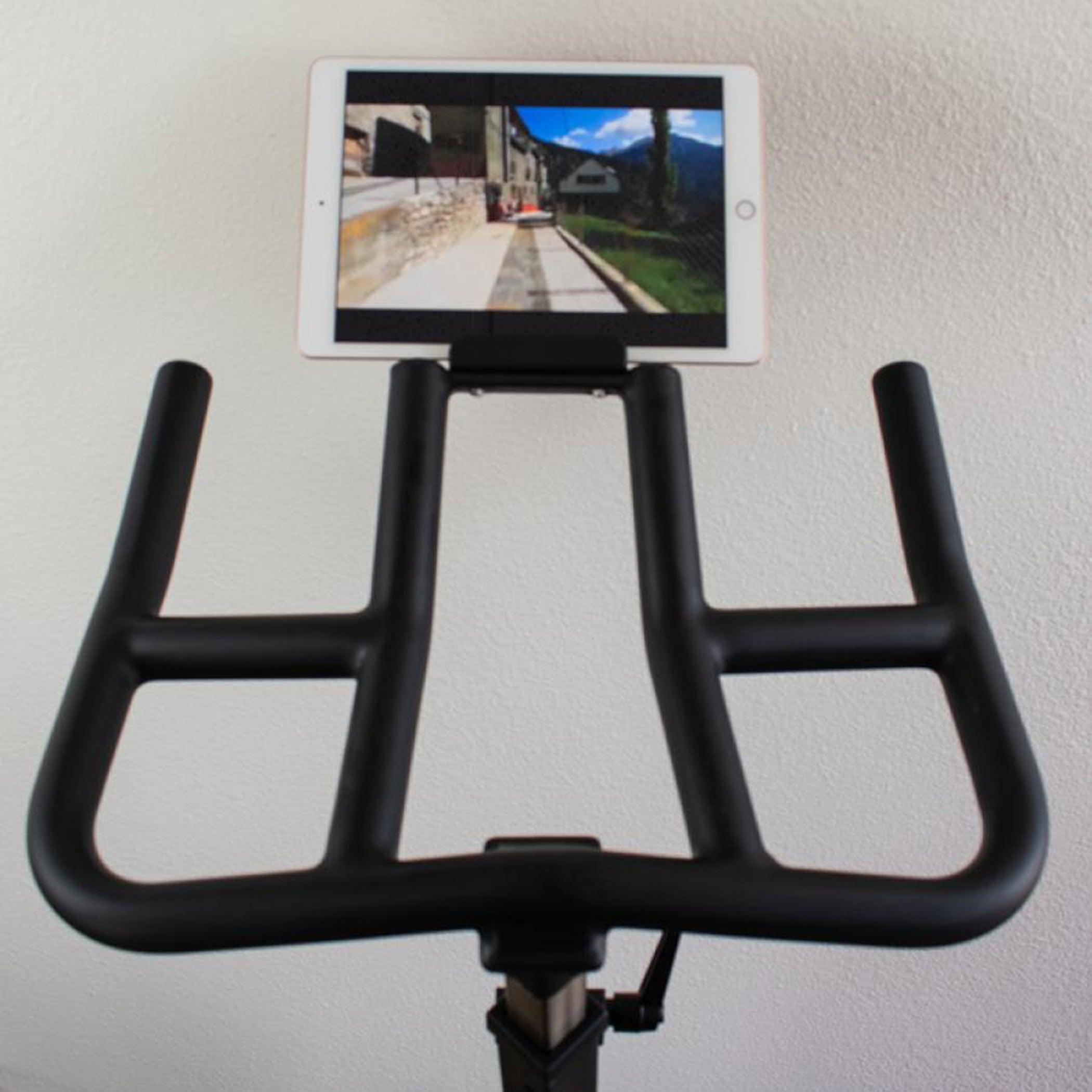 Stationary Exercise Bike - Muscle D Fitness - Commercial Grade Stationary Bike with Device Holder