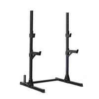 Compact Squat Stand Complete Weight Set - Muscle D Fitness - Adjustable Safety Guards - Vertical Bar Storage - Home Gym