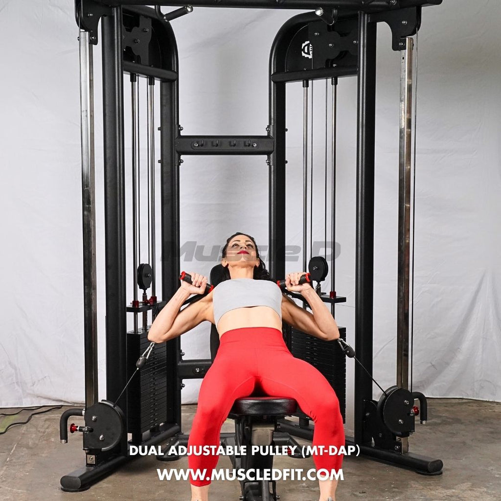 Muscle D Fitness 88" Dual Adjustable Pulley – Compact Cable Machine