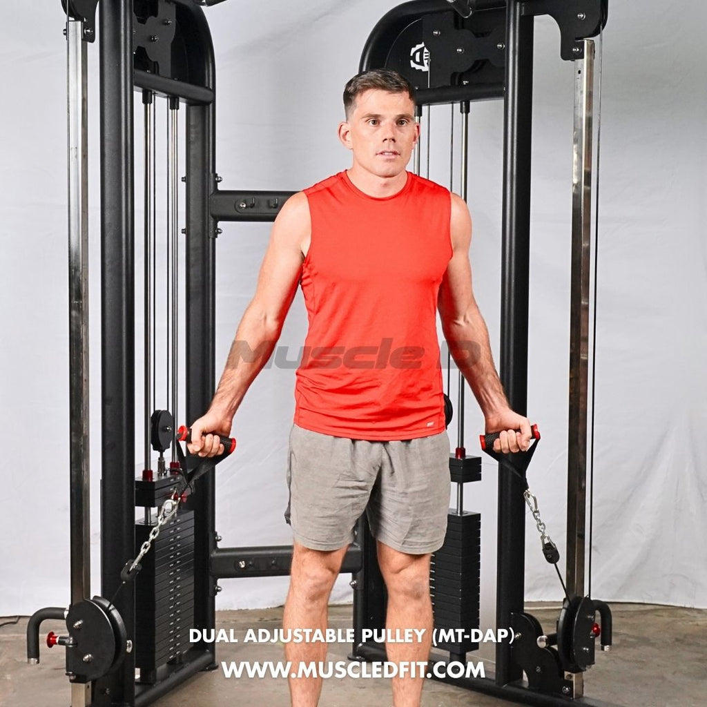Muscle D Fitness 88" Dual Adjustable Pulley – Compact Cable Machine