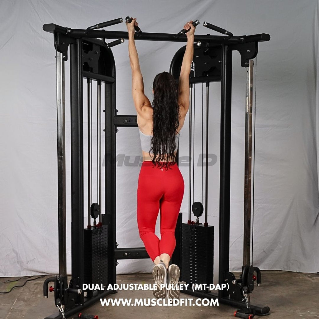 Muscle D Fitness 88" Dual Adjustable Pulley – Compact Cable Machine