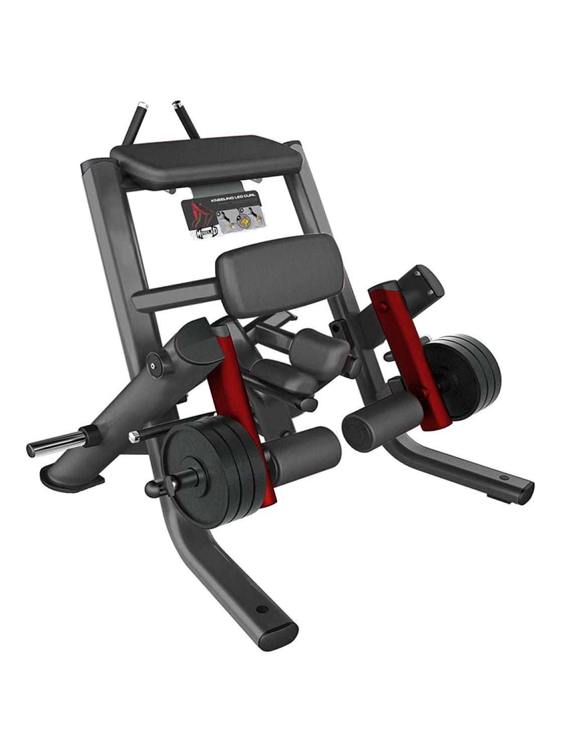 Elite Leverage Kneeling Leg Curl - Muscle D Fitness - Commercial - Plate Loaded - Leg Curl Hamstring Workout