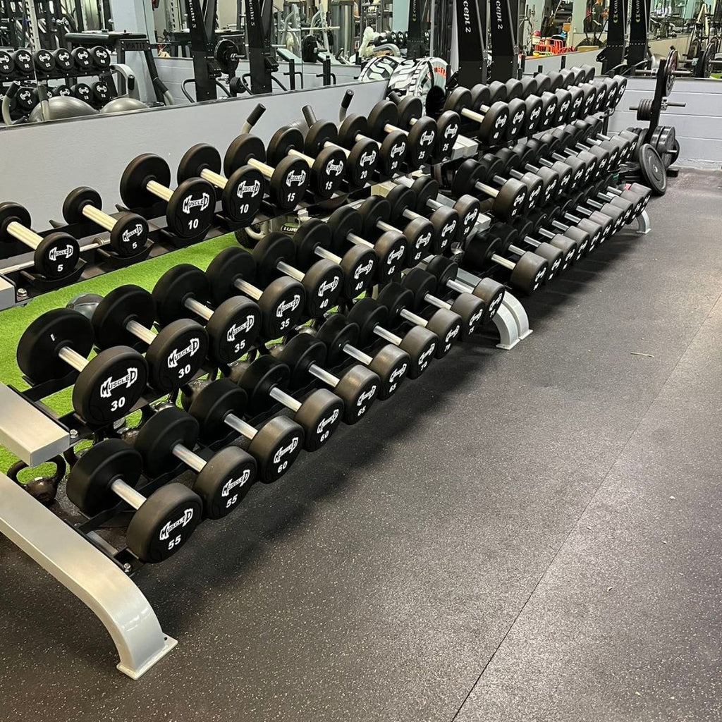 Pro Urethane Dumbbells - Muscle D Fitness - Quality Knurled Handles - Solid Design