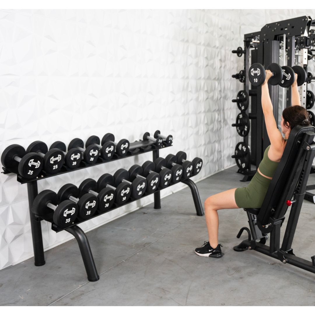 Pro Urethane Dumbbells - Muscle D Fitness - Quality Knurled Handles - Solid Design