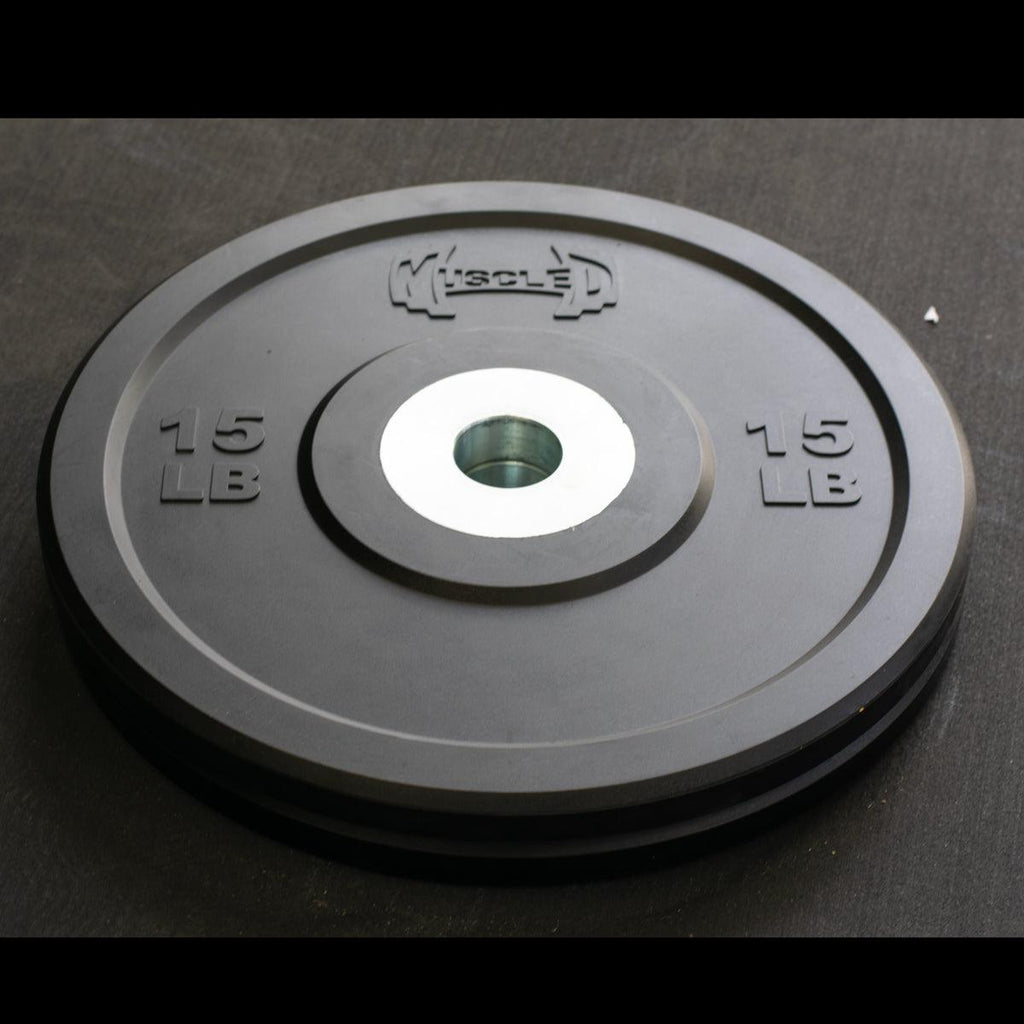 Pro Bumper Training Plates with Center Steel Hub - Muscle D Fitness - Virgin Rubber