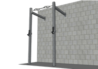 TGrip Commercial 4' Wall Mount Rig - 3x3 Steel - Functional Multi-Grip Pull-Up - Sandwich Style J-Hooks