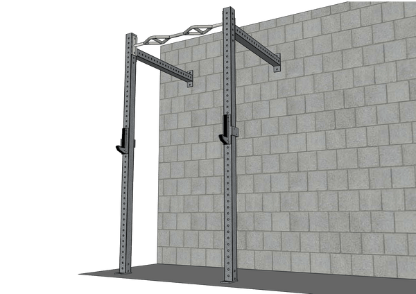 TGrip Commercial 4' Wall Mount Rig - 3x3 Steel - Functional Multi-Grip Pull-Up - Sandwich Style J-Hooks