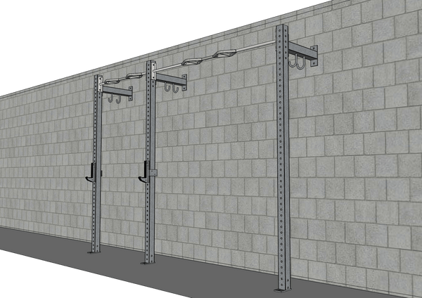 TGrip Commercial 10' Low Profile Wall Mount Rig - 3x3 Steel - Functional Multi-Grip Pull-Up - Sandwich Style J-Hooks