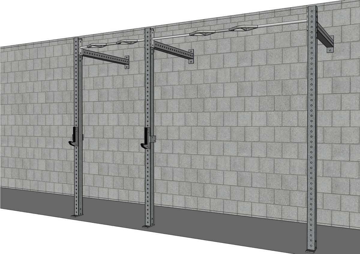 TGrip Commercial 10' Wall Mount Rig - 3x3 Steel - Functional Multi-Grip Pull-Up - Sandwich Style J-Hooks