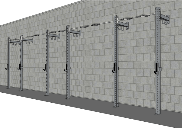 TGrip Commercial 24' Low Profile Wall Mount Rig - 3x3 Steel - Functional Multi-Grip Pull-Up - Sandwich Style J-Hooks