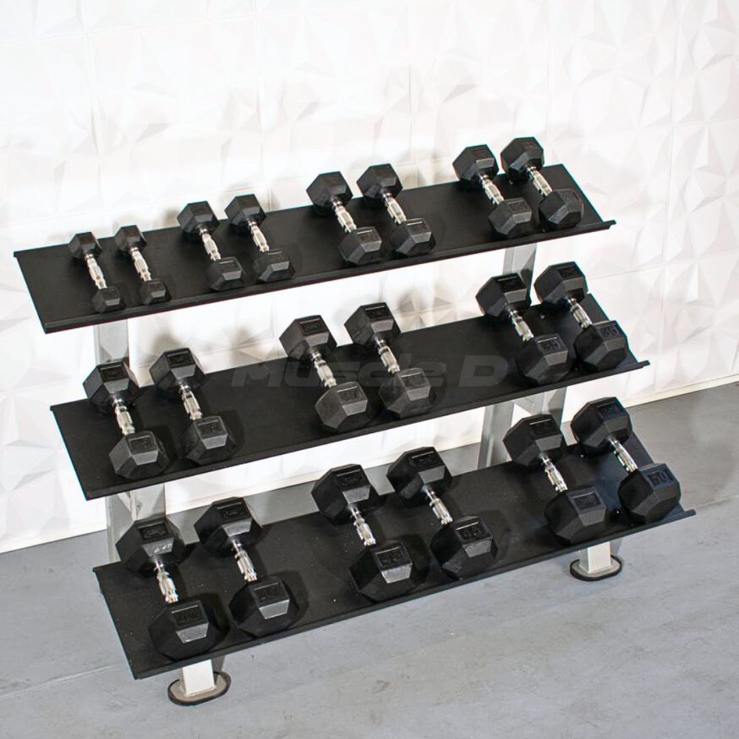 Muscle D Fitness Rubber Hex Dumbbell Set