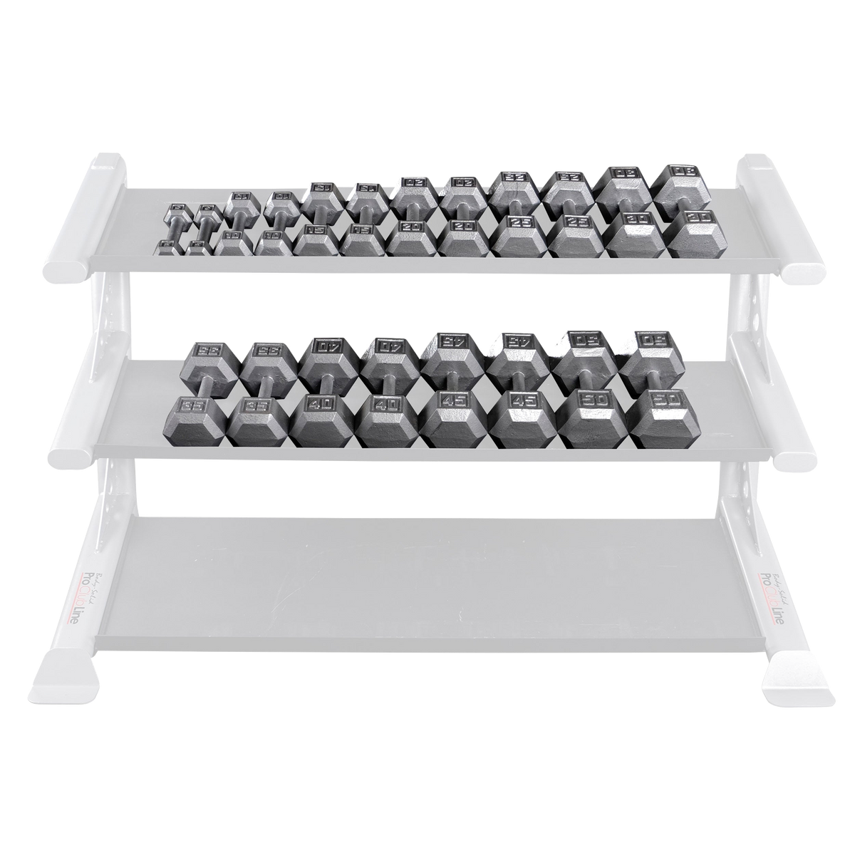 Body-Solid SDX Vertical Cast Iron Hex Dumbbell Set Stacked