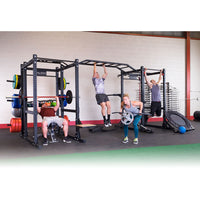 SPR1000SSDBBACK Double Power Racks with Rear Extensions and Monkey Bars with Safety Straps