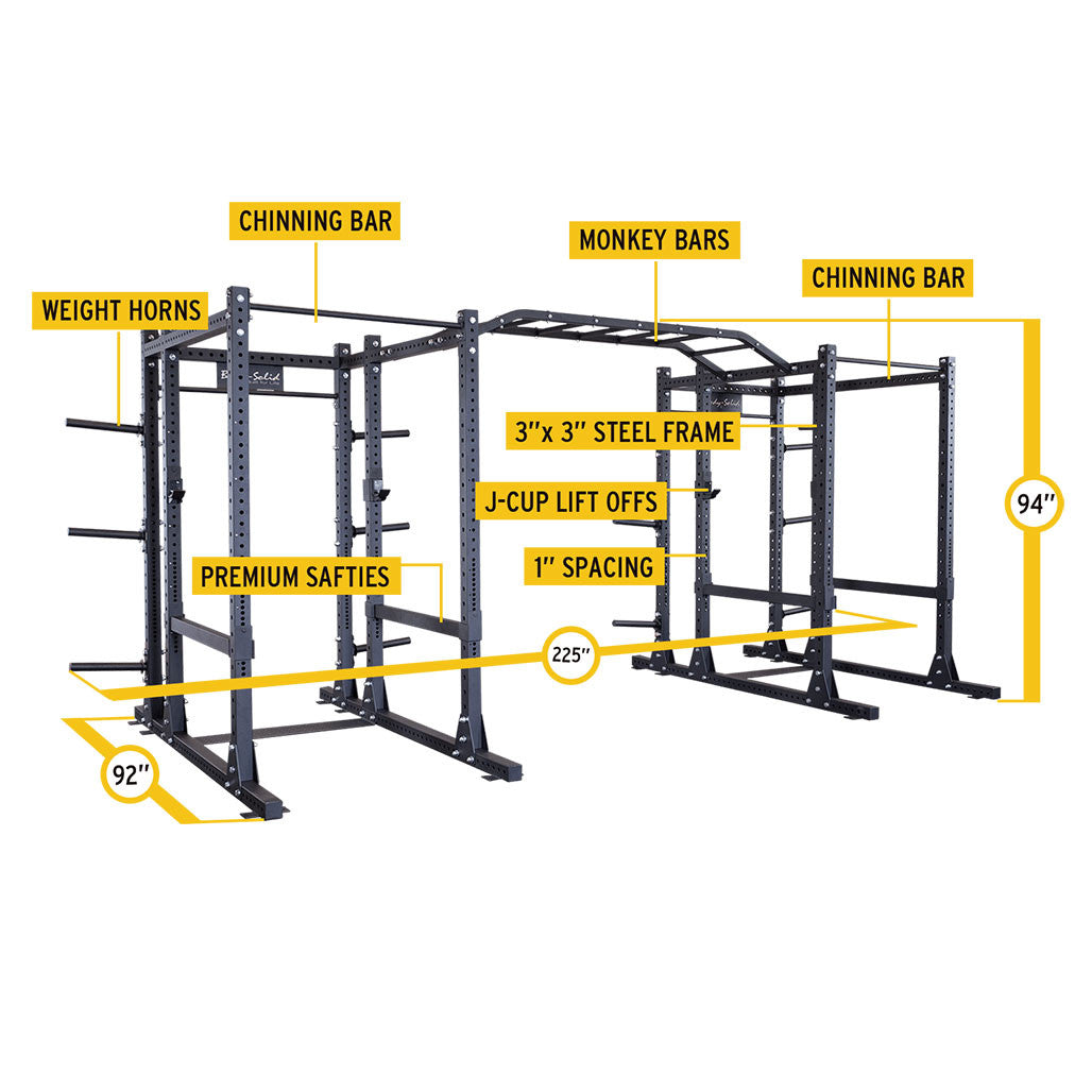 SPR1000DBBACK Double Power Racks with Rear Extensions and Monkey Bars