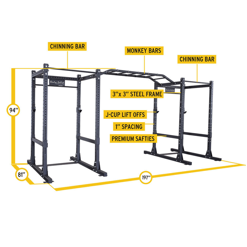 SPR1000SSDB Double Power Racks with Monkey Bars and Safety Straps
