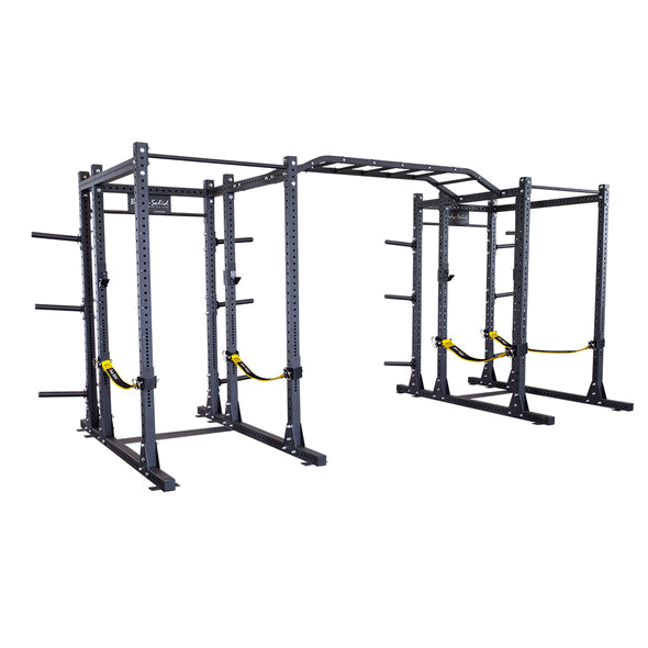 SPR1000SSDBBACK Double Power Racks with Rear Extensions and Monkey Bars with Safety Straps