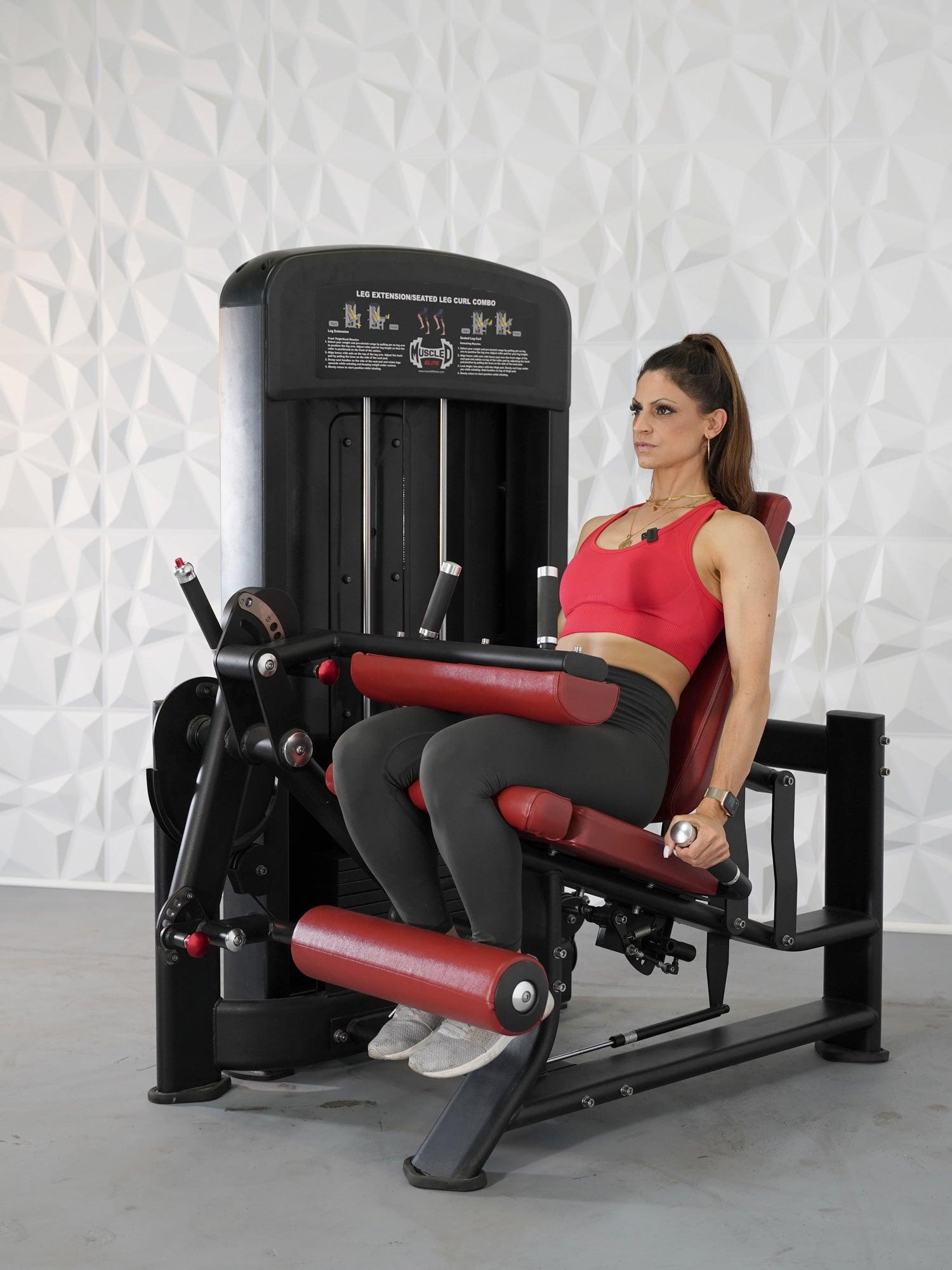 Elite Selectorized Leg Extension Seated Leg Curl Combo - Muscle D Fitness - Commercial Grade - Adjustable Seated - Pin Selectorized