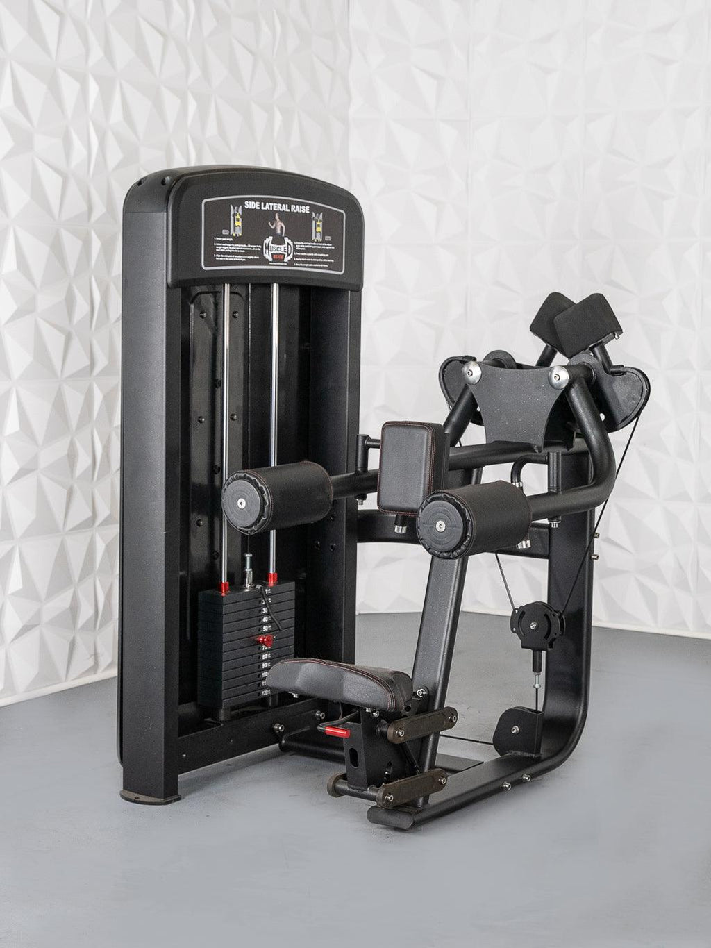 Elite Selectorized Side Lateral Raise - Muscle D Fitness - Commercial - Adjustable Seated - Pin Selectorized - Padded Shoulder Workout