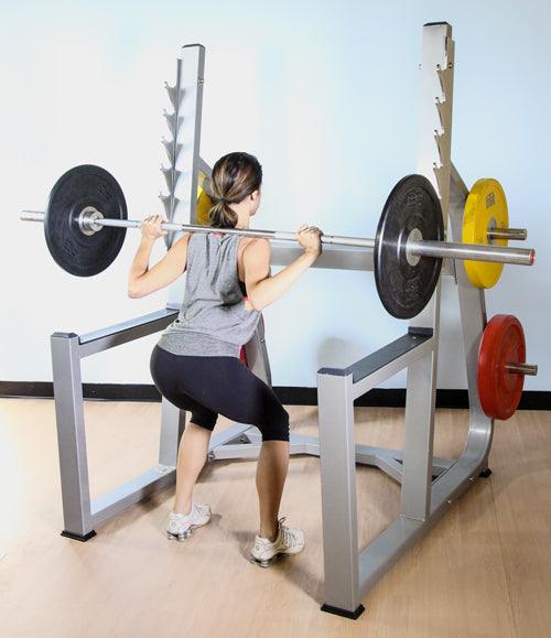 Commercial Squat Rack - Muscle D Fitness - Weight Storage - Black / Silver
