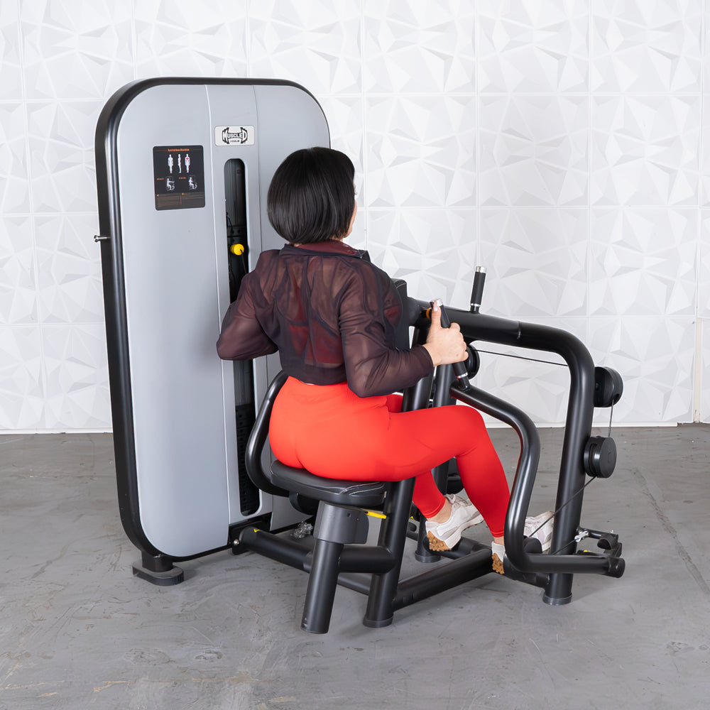 Vogue Seated Row - Muscle D Fitness -  Adjustable Seat - Pin Selectorized - Lat Workout
