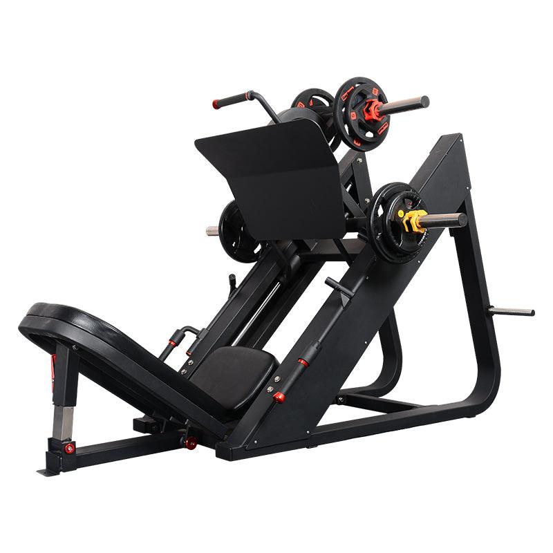 Excel Linear Leg Press - Muscle D Fitness - Plate Load Leg Press - Adjustable Back Pad - Plate Storge Pegs