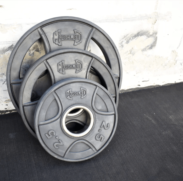 Stainless Bushing Bar and Olympic Rubber Weight Plate Sets